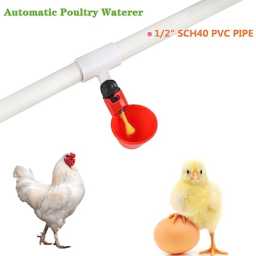 12 Pack Automatic Chicken Waterer Cups, Plastic Chicken Water Feeder Chicken Water Bowls Poultry Water Feeder Kit for Chicks, Duck, Goose, Turkey and Bunny