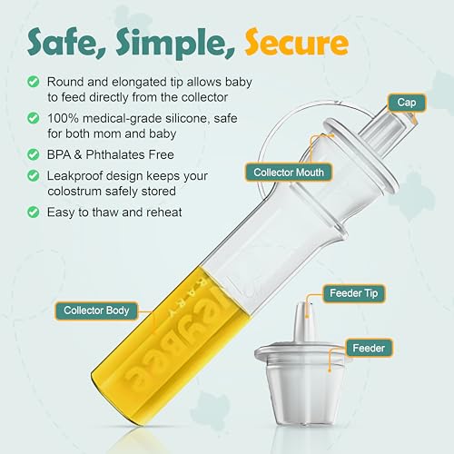 Colostrum Collector Kit | Reusable Silicone Breast Milk Collector for Harvesting Colostrum Breastmilk, Pre-Sterilized Includes Storage Case & Cotton Wipe | Set of 14 Collectors, 5mL each - size: 14 Piece Set