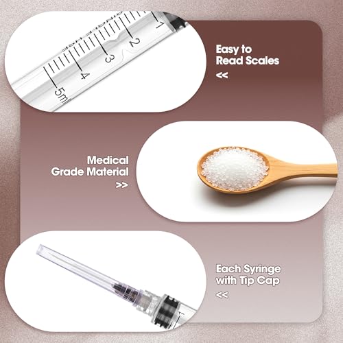 5mL/cc Disposable Luer Lock Syringe 22G 1.25 inch for Lab Use, Individually Wrapped, Pack of 50 - style: 5ml-22G-1.25" (Luer Lock)