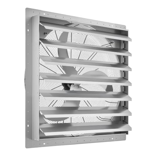 VEVOR 36 Inch Shutter Exhaust Fan Wall Mounted Automatic Louvers Silver, Sturdy Steel Housing, Low Noise, AC Motor, 9761 CFM Ventilation and Cooling for Attic, Garage, Barn, Greenhouse, Workshop - size: 36 Inch