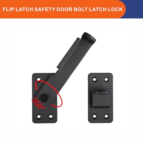 2PCS Flip Latch Lock,90 Degre Heavy Duty Gate Latch with Padlock Hole,Safety Door Bolt Latch Lock,Barn Door Lock Suitable for Wooden Fences,cabinets, bathrooms, Toilets, Windows, etc. - size: 2 Pieces