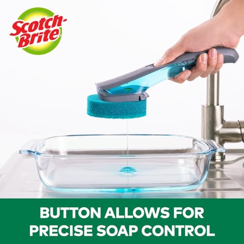 Scotch-Brite Advanced Soap Control Heavy Duty Dishwand,1Dish Wand,Prevents Soap from Leaking,Leak-Free Guarantee,Best for Cast Iron Skillets & Grill Grates,Fits All Scotch Brite Refills(Pack of 4) - size: 4 Dishwands