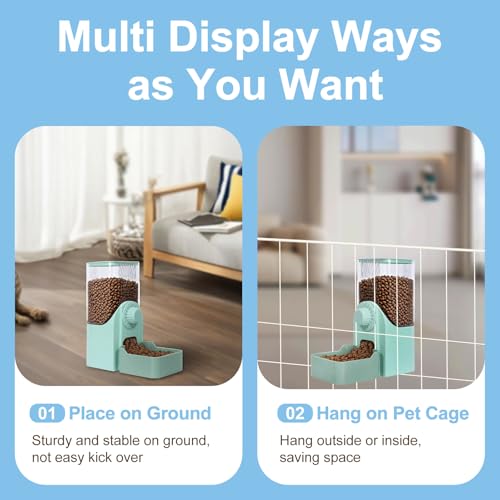 Hanging Automatic Pet Food Dispenser, 54oz Large Capacity Pet Feeder, Auto Gravity Cage Hanging Food Bowl for Small Dog Cat Rabbit Ferret Guinea Pig Hedgehog Chinchillas (Green) - color: Green