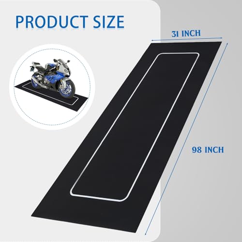 Drydiet Motorcycle Mat Garage Floor Rug Washable Parking Mats for Garage Floors Non Slip Oil Absorbent Pad Rubber Backing Layer Protects Floor(Basic Style,98 x 31 Inch) - size: 98 X 31 Inch, style: Basic Style