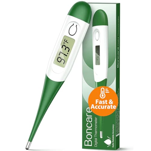 Boncare 10 Seconds Oral Thermometer for Adults and Kids, Dark Green | Accurate & Safe, Rectal Digital Thermometer for Baby, Fever Alarm - color: Dark Green