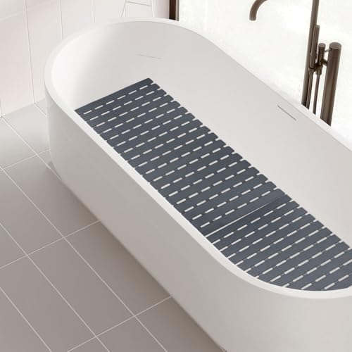 MBOSS Bathtub Mat Non Slip,Super Soft Bath Mat for Tub 24 X 24 Inch,Shower Mat with Suction Cups and Drain Holes,Non Slip Bathtub Mat for Elderly - color: Dark Gray