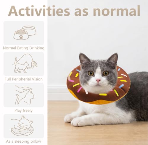 Cat Cone Collar Soft, Adjustable Cat Recovery Cone (Brown, L) | Stop Licking, Cute Kitten Donut Collar After Surgery, Elizabethan Collars for Kittens, Lightweight Cats Neck Cones - color: Brown, size: Large