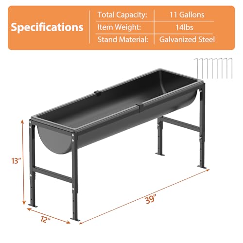 Livestock Water Trough 12 Gallon | Animal Waterer with Adjustable Stand, Easy to Assemble and Carry, Feeding Goat, Sheep, Horse, Dog in Farm - size: 1 PC