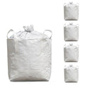 Heavy Duty Bulk Bags 320 Gallon, Duffle Top, Pack of 5 | White Woven Polypropylene FIBC Bulk Bags for Construction, Demolition, Mining & Landscaping, Holds up to 2860lbs - size: 5 Pack / MAX LOAD:2860 LBS