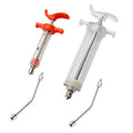 2 Set Feeding Syringe with 2 Drench Nozzle, Adjustable Dosage, Reusable Drench Gun Syringe for Small Animals Newborn Pet Livestock, Small Sheep Pig Dog Cat Bird Feeding Nursing Supplies (10ML+100ML) - size: 10ML+100ML