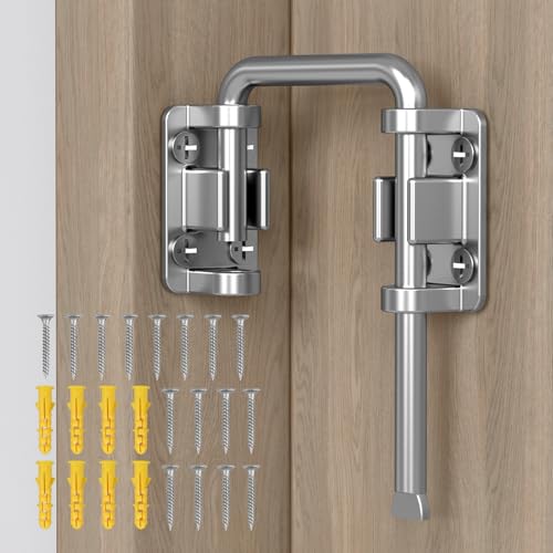 Sliding Door Loop Lock, 2-3/8 Inch Door Latch Lock, Silver,1PC | Patio Sliding Door Latch, 7mm Solid Stainless Steel, Door Lock for Barn, Screen, Fence, Garden, Shed, Multi Angle Fit - color: Silver-1PC