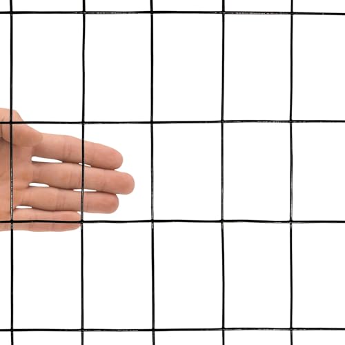 Black PVC Coated Welded Wire Mesh Garden Economy Fence 48 Inch x 50 Foot-3 Inch x 2 Inch 16GA - color: Black, size: 48"x50\'-3"x2" 16GA