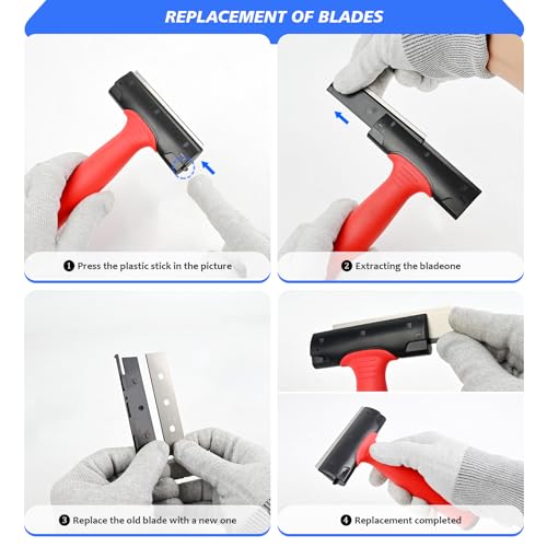EHDIS Long Handle 4 Inch Razor Blade Scraper Tool Adjustable 16‘’-58‘’ Tile Paint Floor Scraper for Wood,Window Glass Wallpaper Remover,Painting Stripping, Adhesive Removal