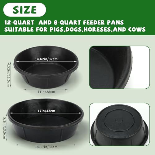 4 Pack Rubber Feed Pan, Rubber Water Trough, 3 and 2 Gallon Bucket | Utility Feed Bucket, Chicken Dust Bath, Livestock Water Bowl for Pig Goat Chicken Dogs Farm Small Animal - color: Black-8Quart+10Quart, size: 4PCS