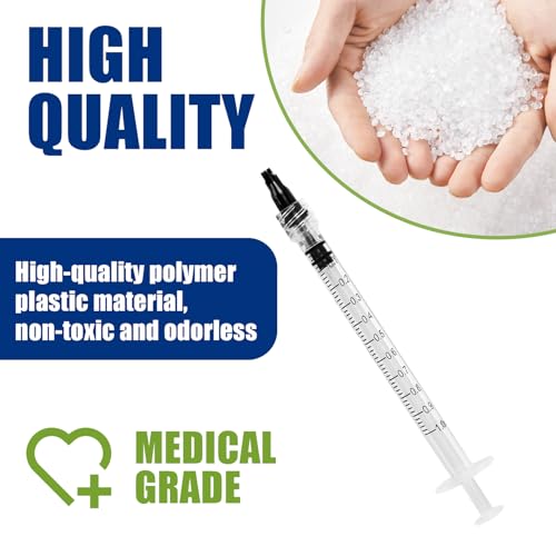 60 Pack 1ml Luer Lock Syringe without Needle Individually Sterile Sealed | 1cc Plastic Syringes For Colostrum Collection, Oral, Pet Feeding, Glue, Oils - size: 1ML
