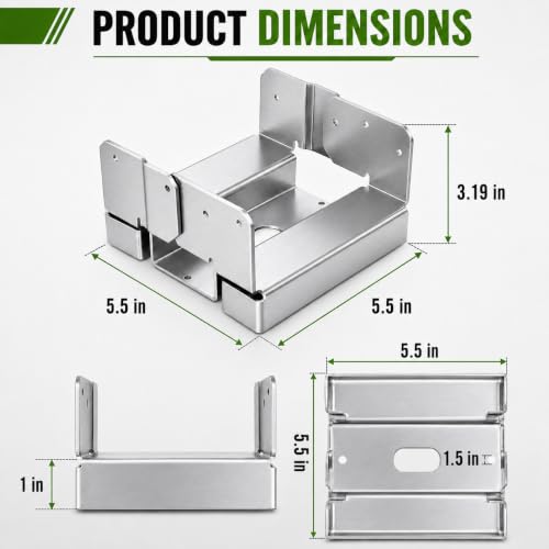 6PCS 6x6 Post Base for Concrete Heavy Duty Galvanized Post Anchor Base | Adjustable Wood Post Bracket Kit with 1" Standoff for Deck Patio/Gazebo/Pergola - style: Without Accessories