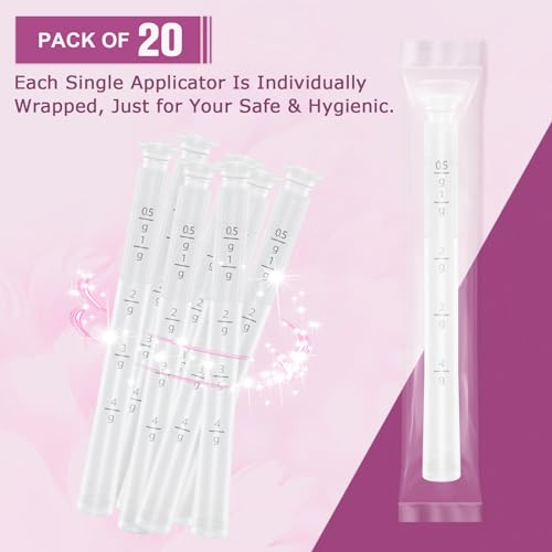 Disposable Vaginal Suppository Applicators – Updated with Dosage Markings, Individually Wrapped for Hygiene, Fits Most Lubricants, Creams & Gels, Feminine Care Essentials (20 Pack) - size: 20 Pack