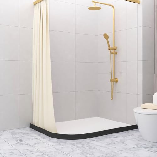 Raycity 3"H Shower Threshold Water Dam, Shower Water Guard, 74 Inch, Black | Silicone Rubber Water Stopper for Walk in Shower, Water Barrier, Prevent Leaks, Suitable for Bathroom, Kitchen - color: Black, style: 74 inch