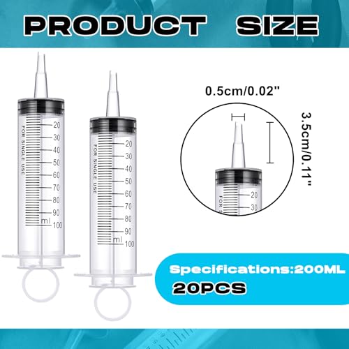 Geiserailie 20 Pcs 100 ml Large Syringes Bulk Individual Sealed Plastic Garden Syringe to Use Clean for Liquid Lip Gloss Paint Oil Measuring Filtration Watering Plant Refilling Feeding Industrial - size: 100 ml