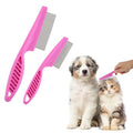 TIESOME Pet Hair Comb Tear Stain Removal,2 Pack Multifunctional Pets Grooming Comb Kit 2 in 1 Dog Combs Stainless Grooming Massage Dual-Sided Comb for Knots Crust Floating Hair Tangle Fleas(Pink) | Multifunctional Pets Grooming Comb Kit, 2 in 1 Dog Combs,