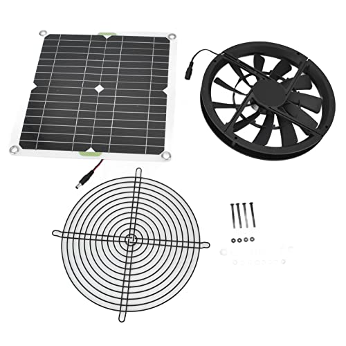 Solar Powered Ventilation Fan Kit, 100W 12V Solar Exhaust Fan with Panel for Greenhouse, Chicken Coop, Shed, Attic, No Battery Required