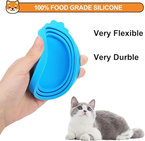 2 Packs Pet Food Cans Lids,Cute Can Lid Dishwasher Safe, Can Covers Most Standard Size Dog and Cat Canned(sky blue) - color: sky blue