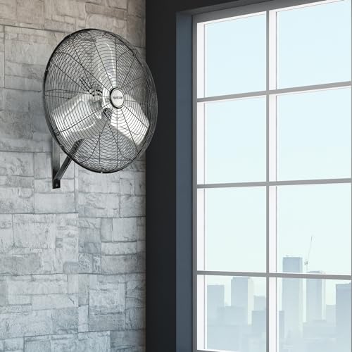 Hurricane Pro Commercial Grade Oscillating Wall Fan, 3 Speeds, Black, 20in | Metal Wall Mount Corded Electric Air Cooling Unit w/ Powerful 4600 CFM Airflow for Home, Garage, Gym, Workshop & Greenhouse - style: 20" Pro Commercial Grade