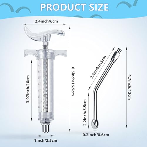 2 Pack Goat Drench Syringe, 50 mL Drench Gun for Goats | 2 Drench Nozzles, 4 Cleaning Brushes, Adjustable Dose Ring, Detachable for Cleaning, Goats and Sheep - style: 50ml