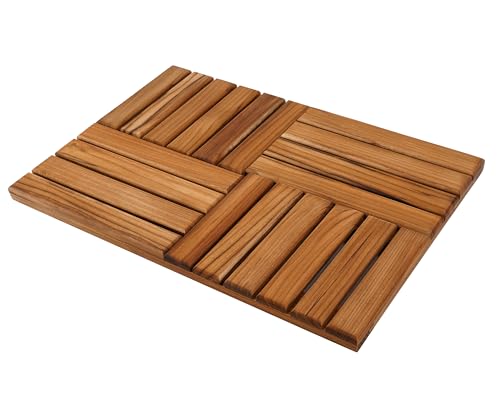 Utoplike Teak Bath Mat, Wood Shower Mats 24 x 16 inch Non Slip for Inside | Bathroom Wooden Sturdy Floor Mat, for Inside Shower, Luxury Spa Home or Outdoor - size: 24" x 16" (Rectangular)
