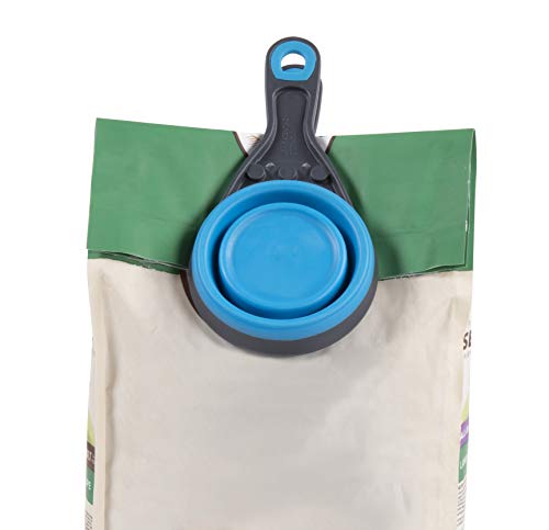 Dexas Pets Collapsible KlipScoop Collapsible Dry Dog Food Scoop and Dog Food Bag Clip, 1 Cup Capacity, Pro Blue (Pack of 2) - color: Pro Blue, size: 1 Cup Capacity (Pack of 2)