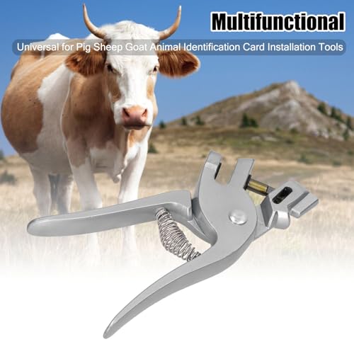 Cattle Ear Tag Applicator, Universal Livestock Ear Tag Pliers, Aluminum Alloy Ear Tagger Puncher for Cow Pig Sheep Goat, Animal Identification Farm Supplies Tool