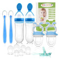 Baby Fruit Feeder Pacifier | 2 Infant Food Feeder Pacifier & 2 Baby Food Dispensing Spoon | Fresh Fruit Teethers for Babies | Silicone Feeder Babies,Infant Teething Feeders (Blue-Rabbit) - color: 04-Blue