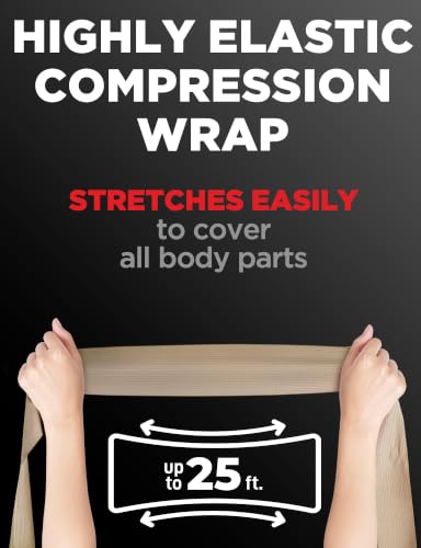 Premium Elastic Bandage Wrap - Extra Long - 2pk - 4" x 9ft + 4 Extra Clips | Strong Compression Bandage Wrap for Leg, Arm, Wrists, Elbow, Ankles, Feet and Knees - for First Aid Kit and After Surgery - size: 2 Pack (X-Long)