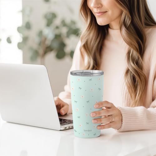 SANDJEST Daisy Tumbler 20oz, Stainless Steel Travel Cup with Lid, Floral Insulated Coffee Mug, Daisy Gifts for Women Girls Friends Sisters on Birthday Christmas - color: Daisy 1