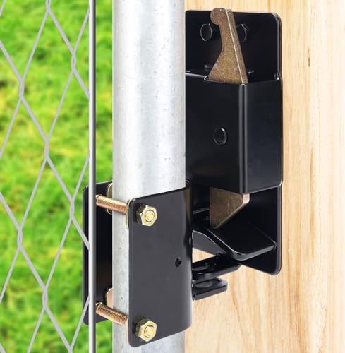 2 Way Heavy Duty Lockable Gate Latch, Black Anti-Sag Farm Gate Latch, Two-Way Livestock Gate Latch Hardware for Farms, Metal Gates, Ranches, Pet Cages, Fences, Stables, 1 pcs