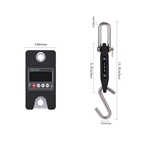 Klau Digital Fish Scale,300 kg / 600 lb Industrial Crane, Black | High Precision Sensor, Hanging Scale, For Home Farm Hunting - color: Black