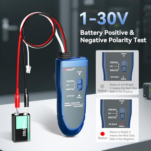 NOYAFA NF-816LP Underground Wire Locator, Electrical Cable Tracker | Find Breaks in Buried Wires, Network & Irrigation Line Finder, Rechargeable, LED Flashlight