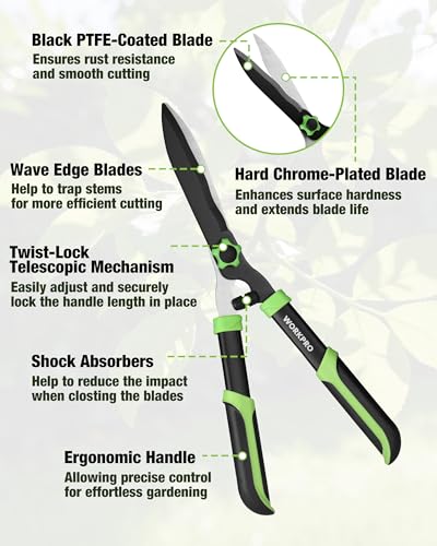 WORKPRO 3-Piece Garden Shears Set, Heavy-Duty Gardening Clippers | Includes 20” Hedge Shear, 24” Anvil Lopper & 8” Pruning Shear, with Sharp Blade, Comfort Grip for Branch, Shrub, and Hedge - size: 3PCS - Garden Shears Set