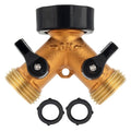 Brass Hose Y Connector Brass Garden Hose Adapter, Garden Hose Splitter 2 Way Heavy Duty, Hose Bib Splitter with 2 Extra Rubber Washers - style: 2 Way-1PC