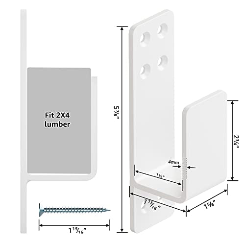 2x4 Door Barricade Brackets, Heavy Duty 2pcs, White | Door Bar Holder Brackets for Home Security - color: White