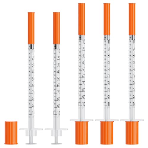 1ml Syringes 27G 1/2" 13mm Needle U-100 Disposable Lab Syringe, 30 Pack - size: 27G 1cc 1/2" (13mm)