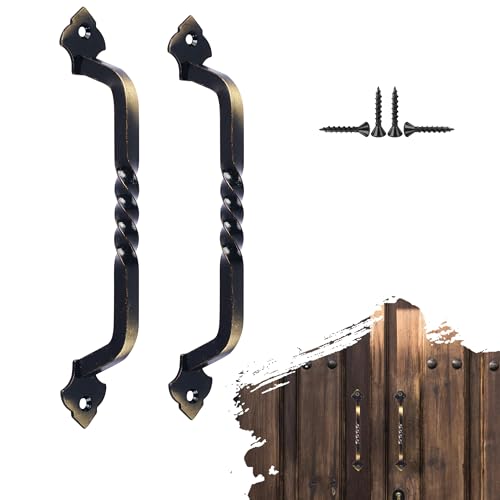 AddGrace 2 Pack Gate Handles for Wooden Gates with Screws 160mm/6 Bronze | Durable Solid Steel, Matte Coating, Barn Door Handles, for Garden Gate Shed Wooden Fences, Closet, Wardrobes, Drawer, Rustic - color: Bronze