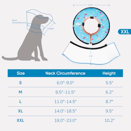 Supet Sponge Dog Cone Collar Stop Licking After Surgery, Dog Donut Collar | Adjustable Dog Recovery Collar Alternative, Detachable Shield, Soft, Comfy Cone, Neck Pillow for Large Dogs - color: DonutBlue, size: XXL(Neck 18"-23")