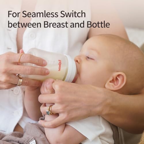 Pigeon PP Wide Neck Anti-Colic Nursing Bottle, 8.1 oz, 4-Pack | Includes 4 M Nipples (3m+): Equipped with 4 natural-feel, medium-flow nipples; features a streamlined body for easy cleaning. - color: 8.1Oz, 4 packs