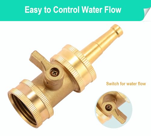 Solid Brass Heavy Duty Adjustable Twist Hose Nozzle,CM CUMIZON Jet Sweeper Nozzle, High Pressure Hose Nozzle with On-Off Valve, Leak-Free Operation 3/4" GHT Connector 3 Pack | Heavy Duty, Jet Sweeper Nozzle, High Pressure with On-Off Valve, Leak-Free Oper