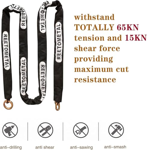 Heavy Duty Security Chain, 10FT x 3/8" Thick | Hardened Steel, Cut Proof, Anti-Theft Lock Chain, For Motorcycles, Bikes, ATVs, Trailers, Containers - size: 10ft chain without lock