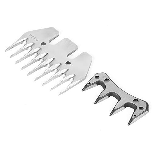 Stainless Steel Sheep Clippers Blade High Hardness Replacement Shearing Cutter for Sheep Goat Animal Grooming with 9T 13T Straight Curved Blade Options (9-Tooth Straight (+ oscillating - size: 9-tooth straight blade (+ oscillating blade)