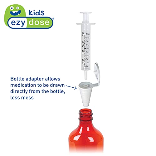 EZY DOSE Kids Baby Oral Syringe & Dispenser Calibrated for Liquid Medicine, Reduce Mess and Spills, Easy Way to Orally Administer Medication, 10 mL/2 TSP, Includes Bottle Adapter, Clear, BPA Free - size: 10 mL + Bottle Adapter