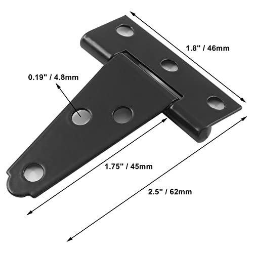Murtenze 6Pack 2 Inch Black T-Strap Shed Hinge | Barn Door Hinges, Heavy Duty Gate Strap Hinge, T Hinges for Barn Door, Shed or Wooden Fences - color: Black, size: 2 Inch - 6Pack