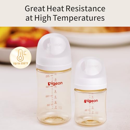 Pigeon PPSU Wide Neck Anti-Colic Nursing Baby Bottle, 5 oz, 2-Pack | Includes 2 SS Nipples (0m+): Equipped with 2 natural-feel, extra-slow nipples; features a streamlined body for easy cleaning. - color: 5.4Oz, 2 Packs